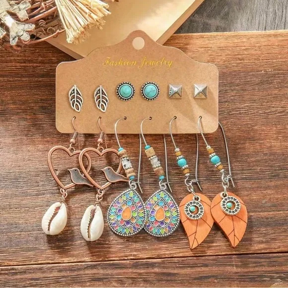 Bohemian Multi-Color Earring Set - Picture 9 of 9